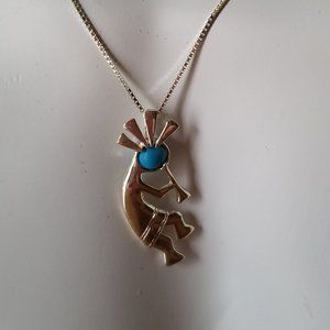 STERLING SILVER KOKOPELLI PENDANT NECKLACE